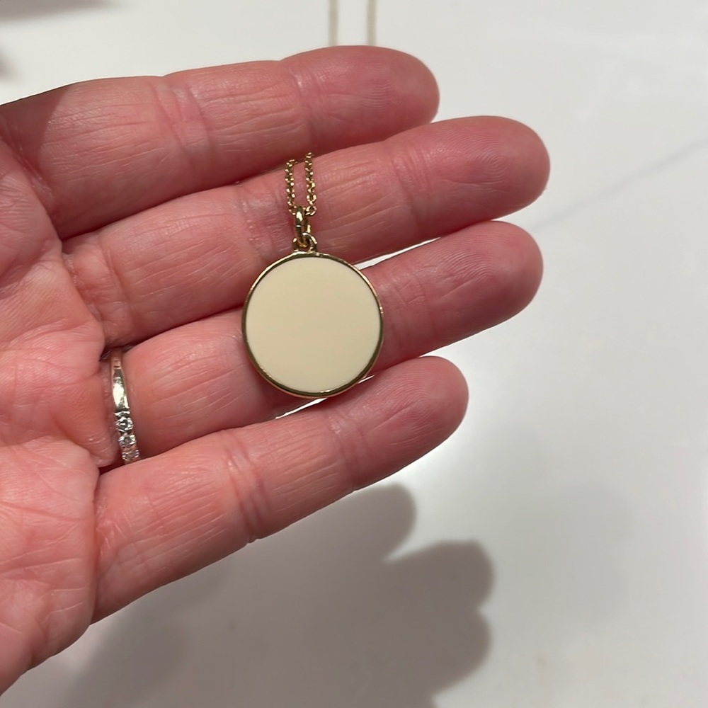 Gold and off white enamel necklace